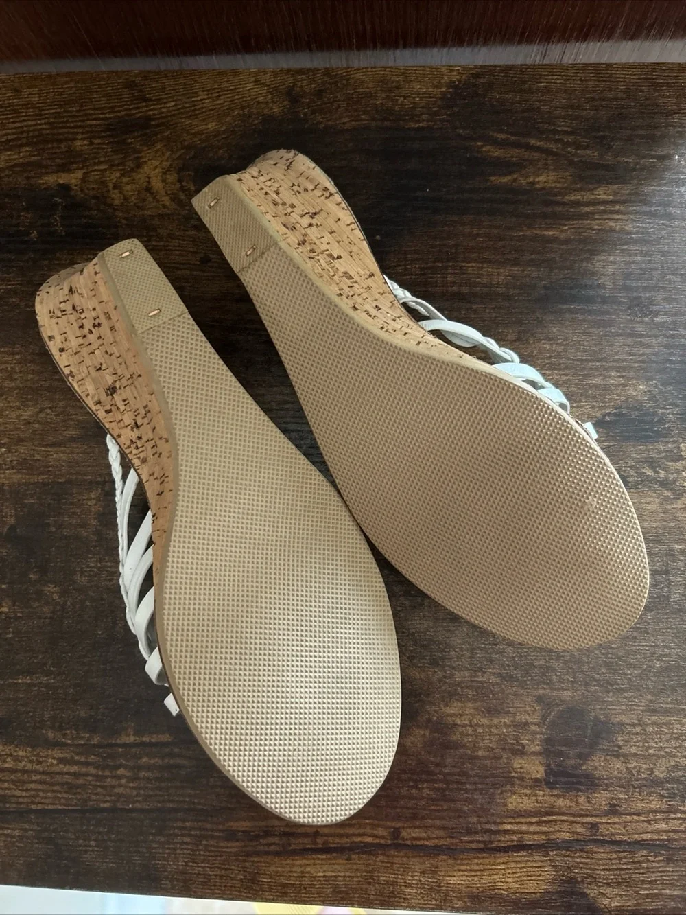 Vintage 1970s DiVonni White Braided Wedge Sandals - Picture 6 of 6